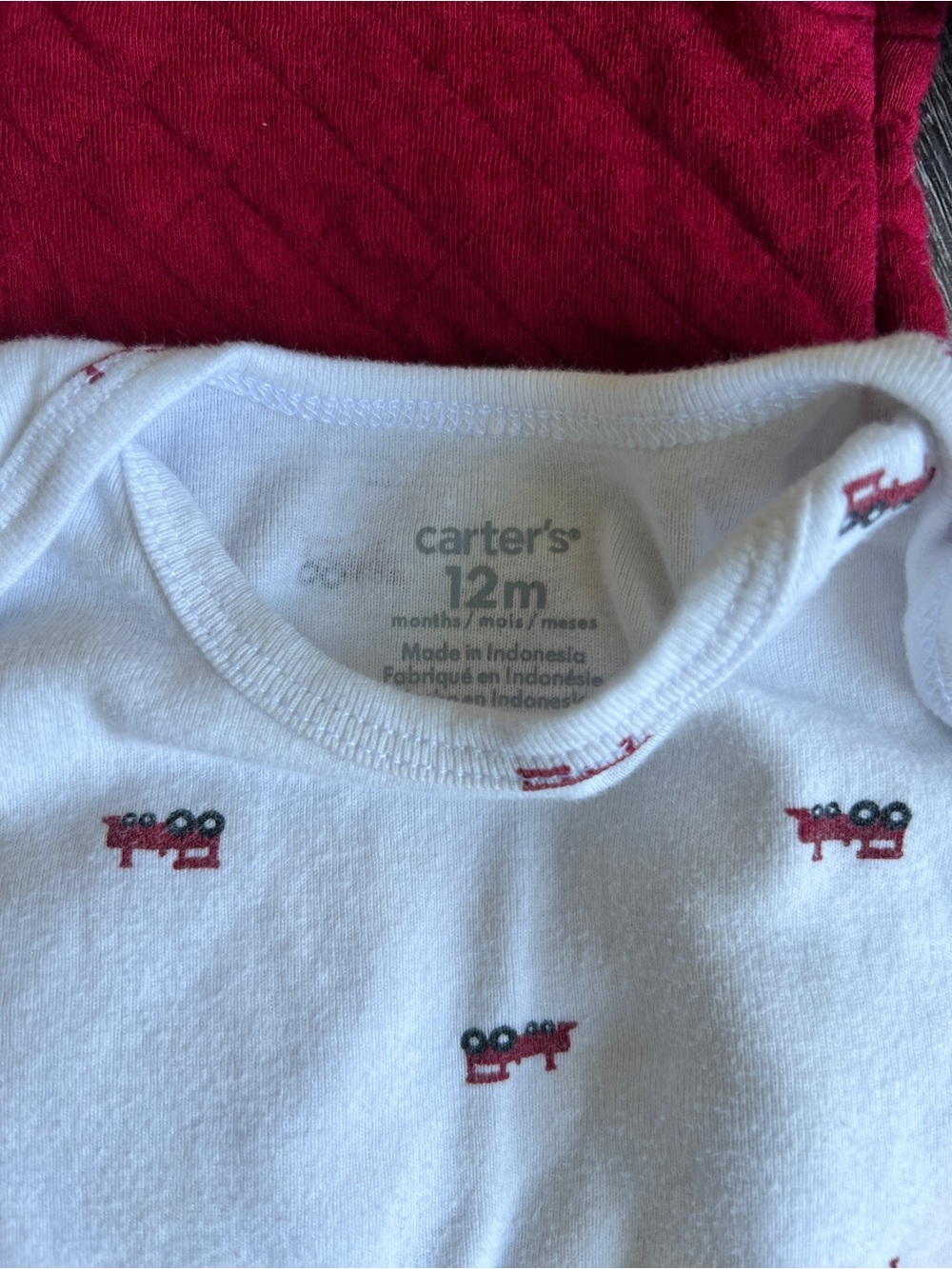 Carter’s 12M Quilted Red Matching Set Firetruck Bodysuit Baby Outfit - Picture 2 of 2
